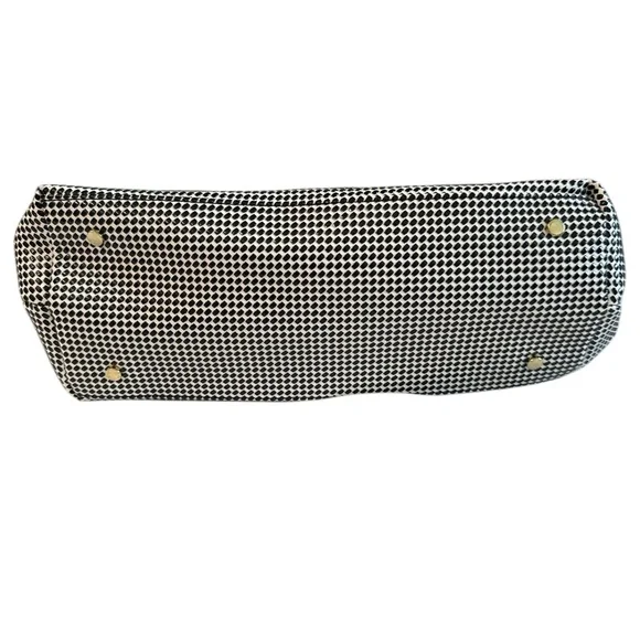 Gianni Bini Black & White Geometric Dot Structured Satchel with Gold Hardware - Picture 8 of 12